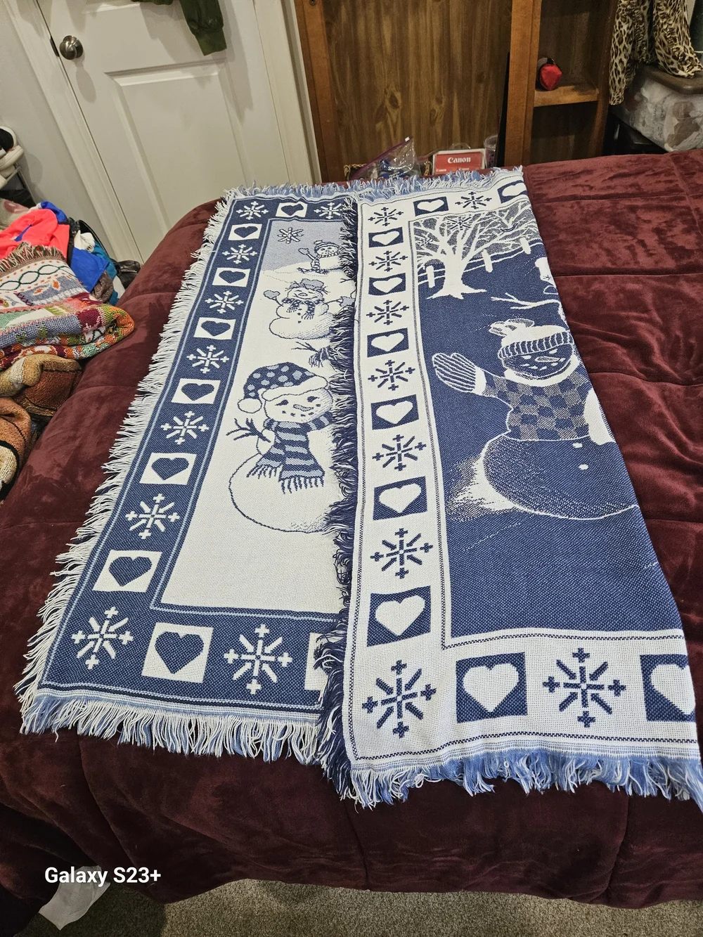 Welcome to Snowtown Blue & White Holiday Throw Blanket